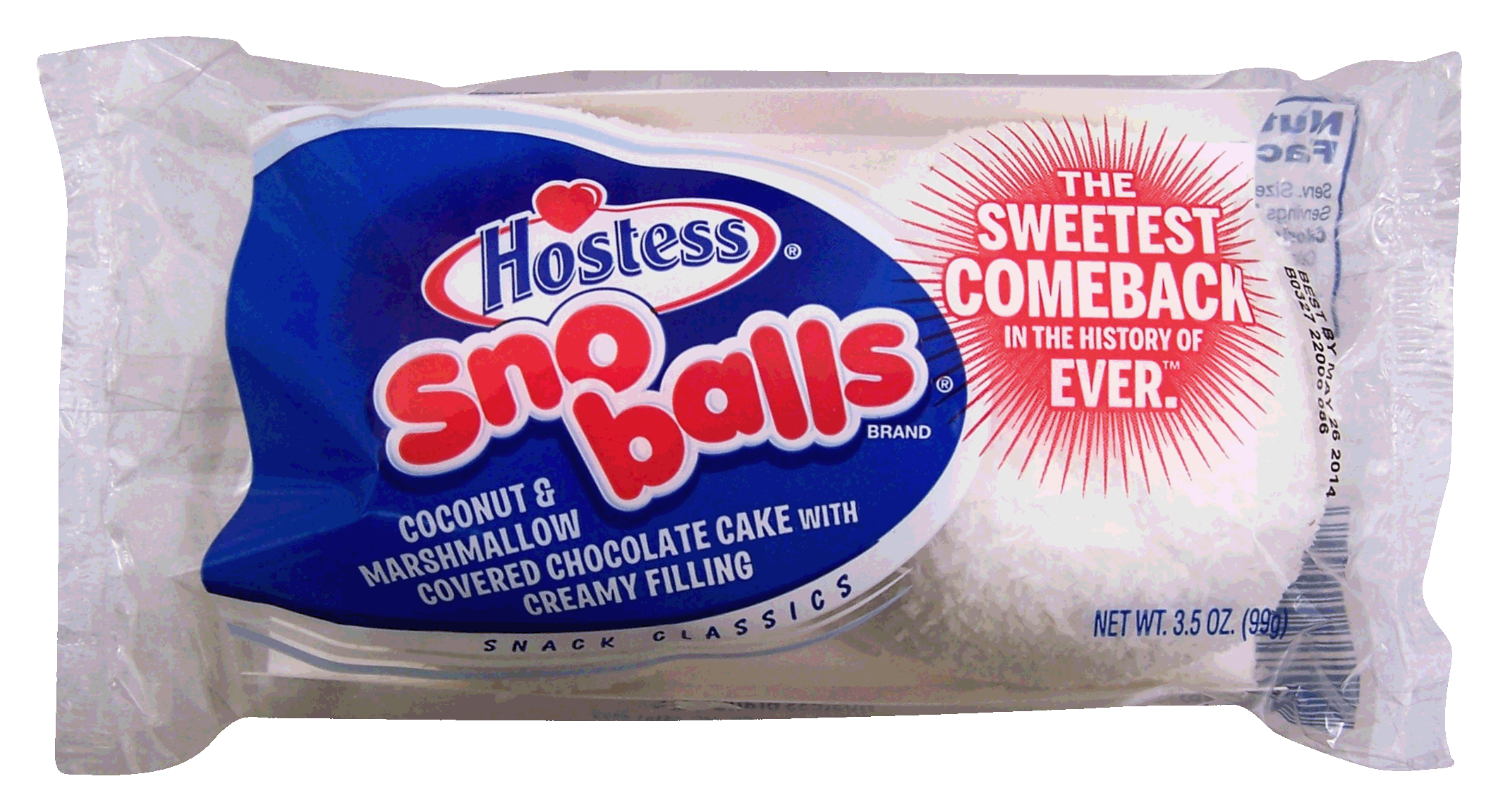 Hostess sno balls coconut & marshmallow covered chocolate cake with creamy filling, 2-pack Full-Size Picture